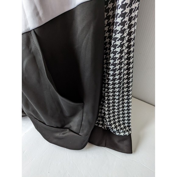 Colorblock Hooded Houndstooth Zip  Jacket Fashion Hoodie Women Plus Size 6XL B&W - Picture 5 of 10